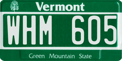 VT license plate WHM605