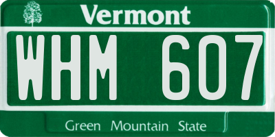 VT license plate WHM607