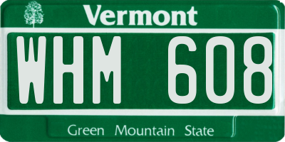 VT license plate WHM608