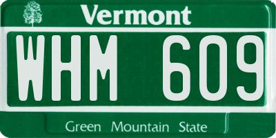 VT license plate WHM609