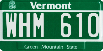 VT license plate WHM610