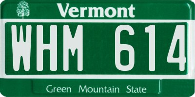 VT license plate WHM614