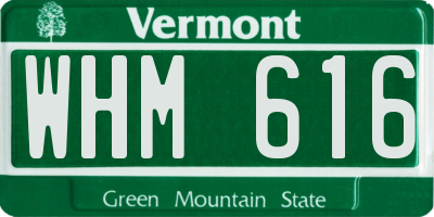 VT license plate WHM616