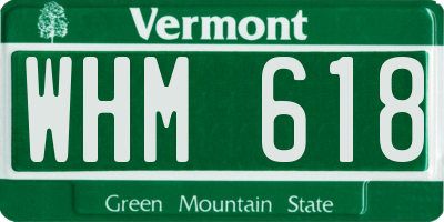 VT license plate WHM618