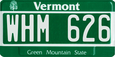 VT license plate WHM626