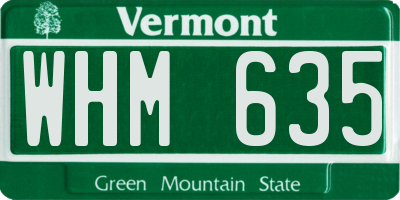 VT license plate WHM635