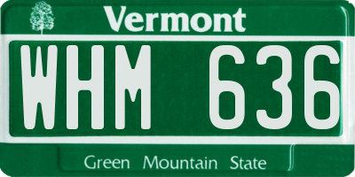 VT license plate WHM636