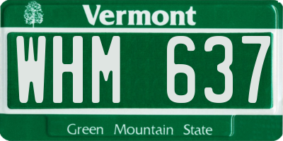 VT license plate WHM637