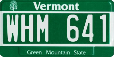 VT license plate WHM641