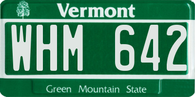 VT license plate WHM642
