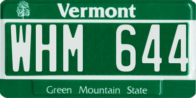 VT license plate WHM644