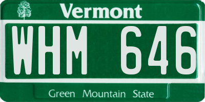 VT license plate WHM646
