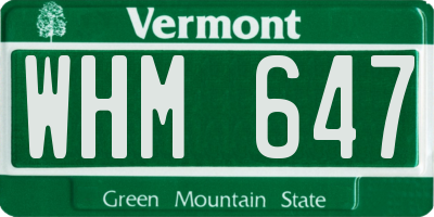 VT license plate WHM647