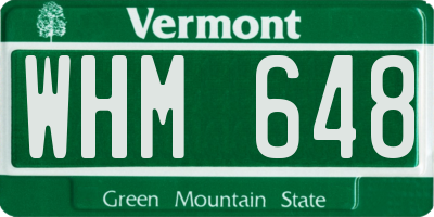 VT license plate WHM648