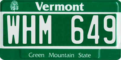 VT license plate WHM649