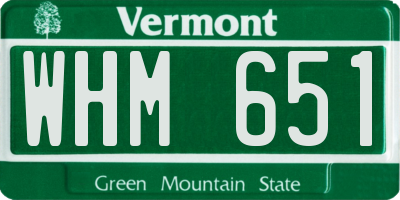 VT license plate WHM651