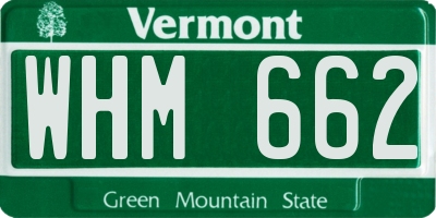 VT license plate WHM662