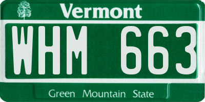 VT license plate WHM663