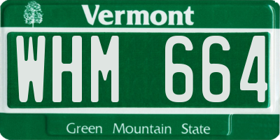 VT license plate WHM664