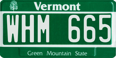 VT license plate WHM665