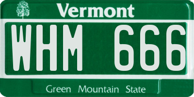 VT license plate WHM666