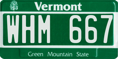 VT license plate WHM667
