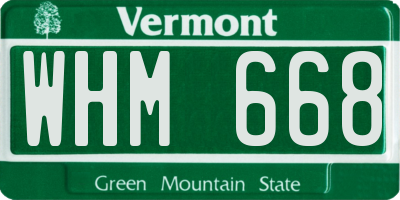 VT license plate WHM668