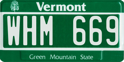 VT license plate WHM669