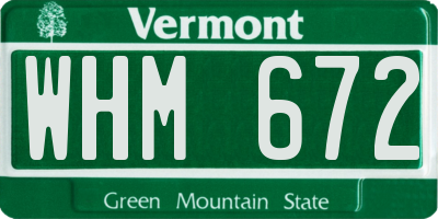 VT license plate WHM672