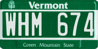 VT license plate WHM674