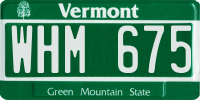 VT license plate WHM675
