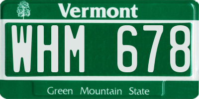 VT license plate WHM678