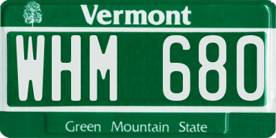 VT license plate WHM680