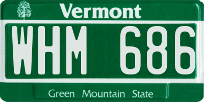 VT license plate WHM686