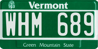 VT license plate WHM689