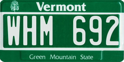 VT license plate WHM692