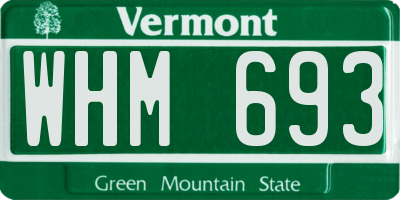 VT license plate WHM693