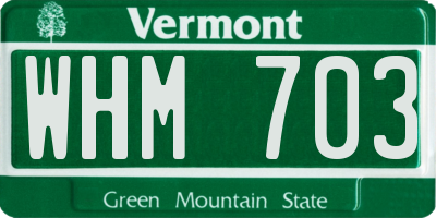 VT license plate WHM703