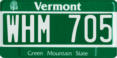 VT license plate WHM705