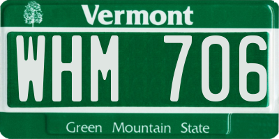 VT license plate WHM706