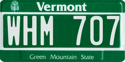 VT license plate WHM707