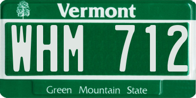 VT license plate WHM712