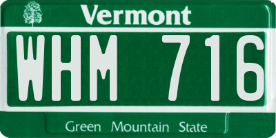 VT license plate WHM716