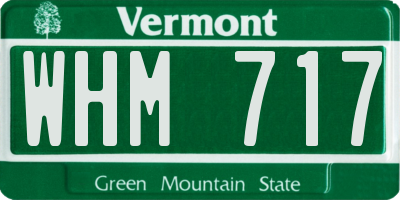 VT license plate WHM717