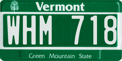 VT license plate WHM718