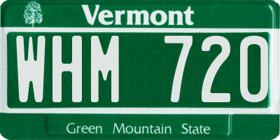 VT license plate WHM720