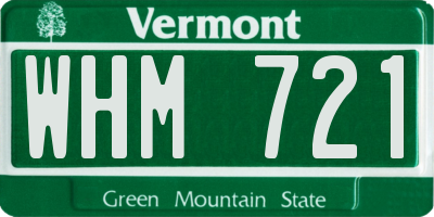 VT license plate WHM721