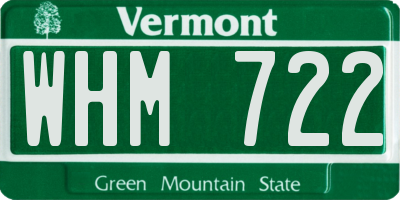 VT license plate WHM722