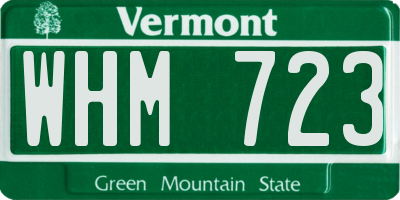 VT license plate WHM723