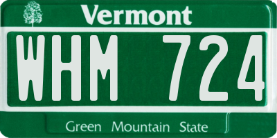 VT license plate WHM724